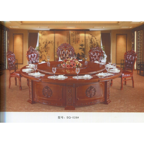 勝芳餐桌批發(fā) 酒店餐桌 轉(zhuǎn)盤(pán) 多人 餐館  飯店 桌子 餐廳 包間 包廂 酒店家具 雙全實(shí)木家具