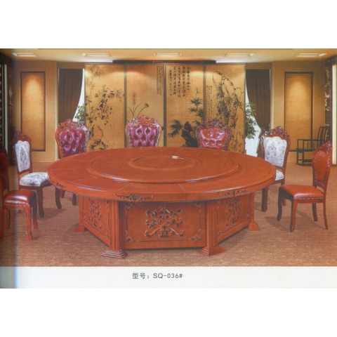 勝芳餐桌批發(fā) 酒店餐桌 轉(zhuǎn)盤(pán) 多人 餐館  飯店 桌子 餐廳 包間 包廂 酒店家具 雙全實(shí)木家具
