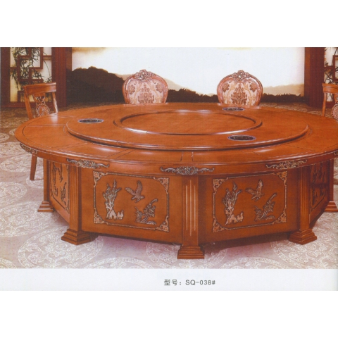 勝芳餐桌批發(fā) 酒店餐桌 轉(zhuǎn)盤(pán) 多人 餐館  飯店 桌子 餐廳 包間 包廂 酒店家具 雙全實(shí)木家具