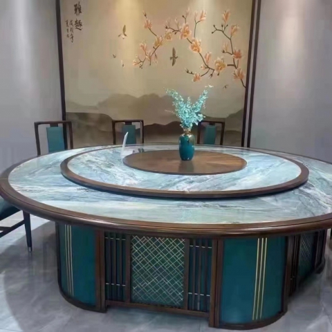 金盾酒店餐桌 電動(dòng)餐桌 巖板餐桌 酒店桌 圓桌 轉(zhuǎn)盤桌 實(shí)木旋轉(zhuǎn)大餐臺(tái) 火鍋?zhàn)?巖板圓桌 木質(zhì)家具 餐廳家具中式家具
