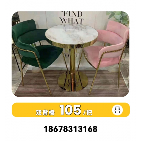 勝芳休閑輕奢桌椅批發(fā)，咖啡桌椅，雙背網(wǎng)紅桌椅，洽談，接待桌椅，鈦金桌椅，北歐鈦金桌椅，可來樣定做，翰森家具廠歡迎你