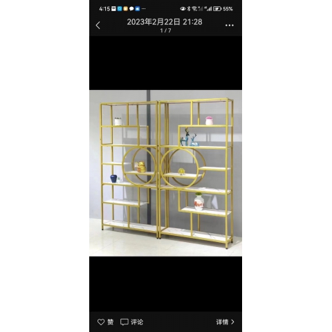 勝芳北歐鐵藝置物架 鳥籠置物架 客廳陽臺(tái)落地多層花架 服裝店包包架 金色展示架  正尚家具批發(fā)