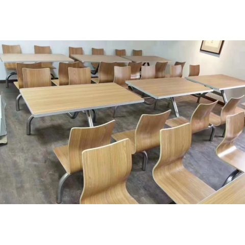 勝芳快餐桌椅 學校餐廳 鋼木餐桌椅 連體桌椅  食堂餐桌 飯店餐桌 企業(yè)單位餐廳 鋼木家具 酒店家具 餐廳家具 中慶德家具
