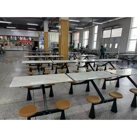 勝芳連體餐桌椅批發(fā)  食堂餐桌 食堂連體桌椅 快餐桌椅 四腿連體桌 四連體 學(xué)生餐桌椅 萬眾家具
