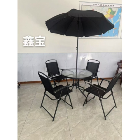 勝芳戶外桌椅 庭院桌椅 露臺(tái)花園桌椅 陽(yáng)臺(tái) 休閑桌椅 室外花園外擺帶傘休閑茶桌椅組合 鑫寶家具