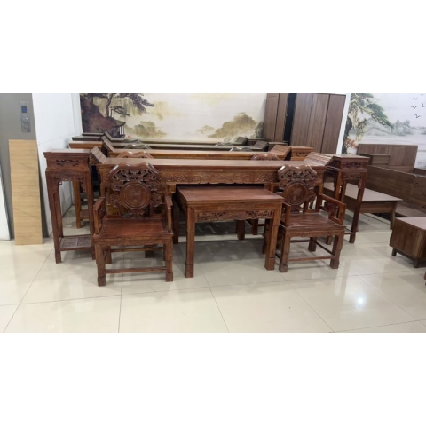 老榆木中堂桌椅 八仙桌桌子 靈芝椅子 花架 條案 潤(rùn)澤家具